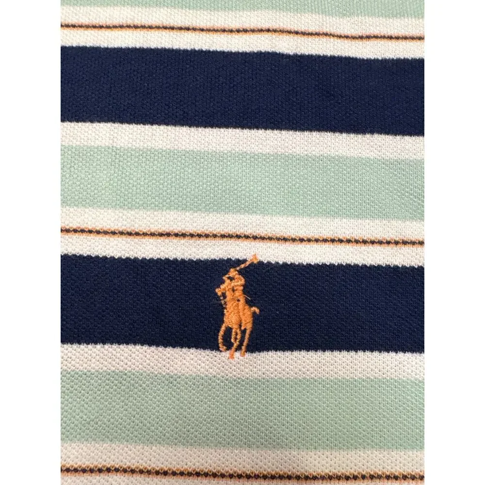 Vintage Polo Ralph Lauren Shirt Mens XL Blue Green Striped Short Sleeve Preppy